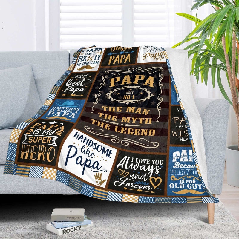 SIKLTY Papa Gifts from Grandchildren Throw Blanket 60"" x 50""  Birthday Gifts for Papa from Grandkids  Papa Gifts from Granddaughter  Best Gifts for Papa from Grandson  Best Papa Ever Gifts - Image 2